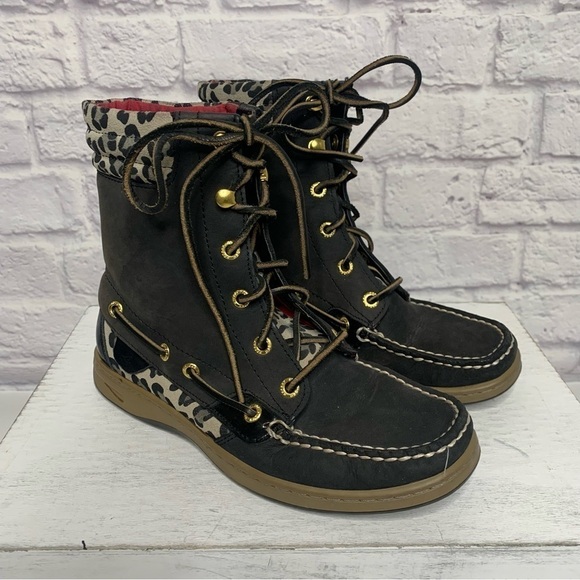 Sperry Top Sider Hikerfish Black Leopard Boots - Picture 6 of 16